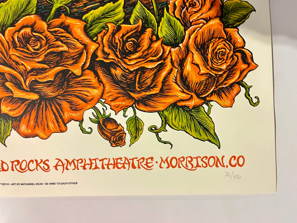 Dead & Company Red Rocks 2021 Poster Nathaniel Deas Hand-Numbered Artist Edition AP /250