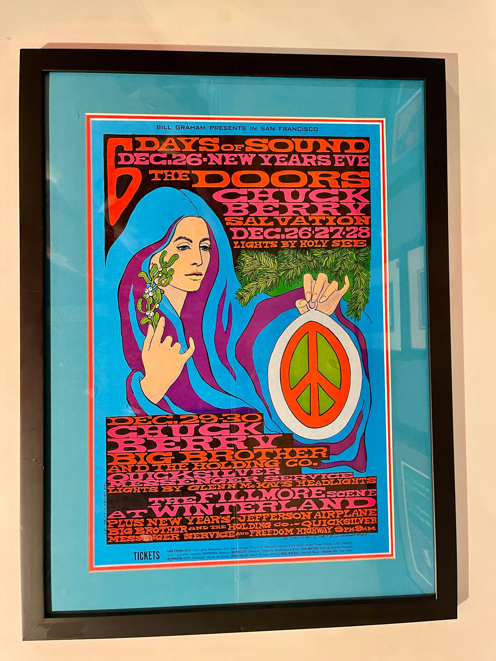 Original 1967 BG-99 OP-1 The Doors Janis Joplin Chuck Berry Winterland Bonnie MacLean – Custom Framed