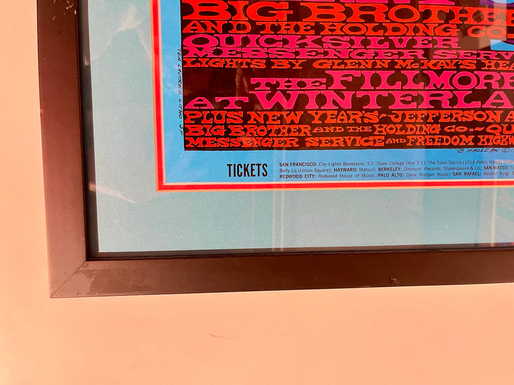 Original 1967 BG-99 OP-1 The Doors Janis Joplin Chuck Berry Winterland Bonnie MacLean – Custom Framed