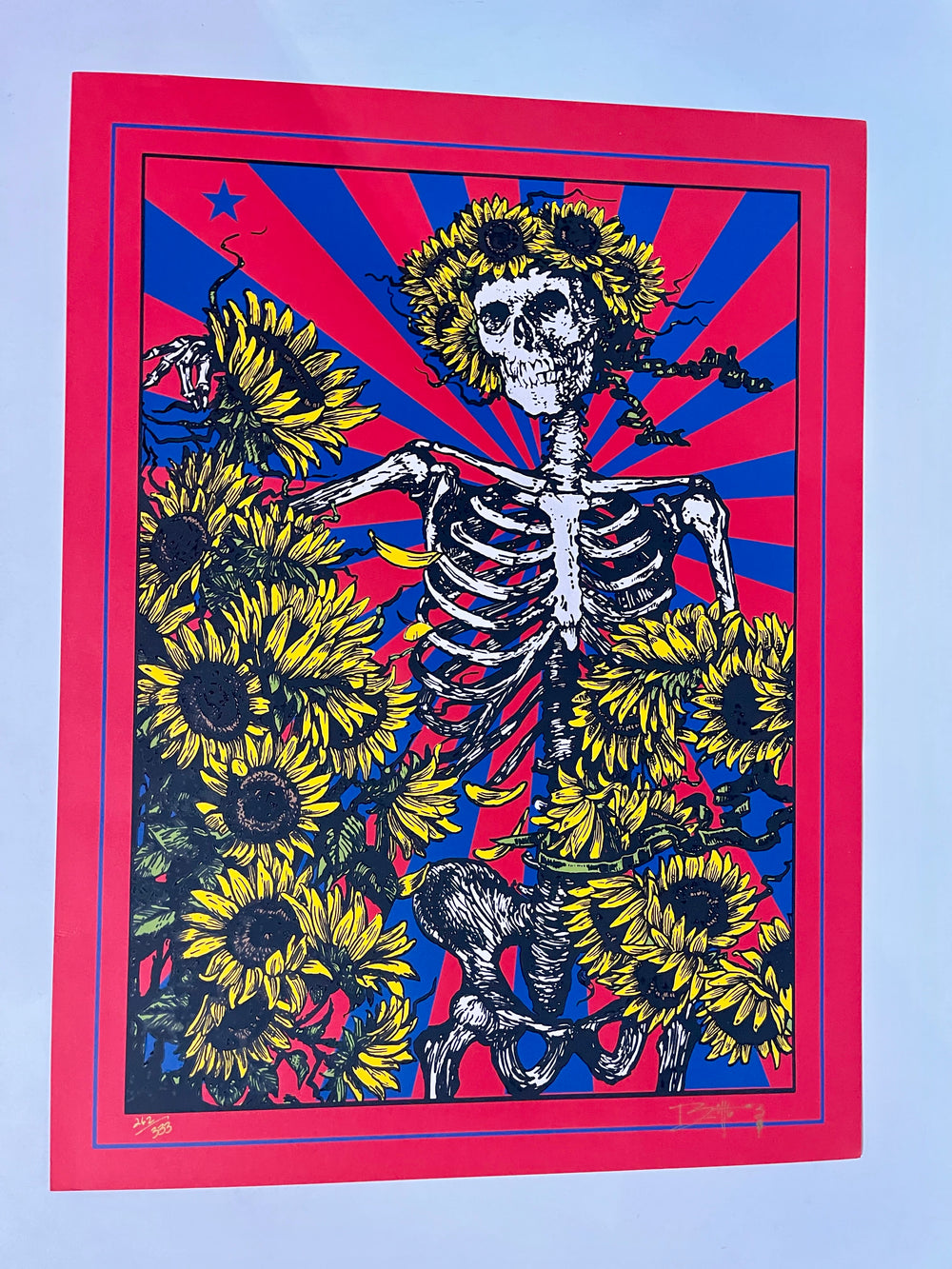 Richard Biffle Grateful Dead Bertha Sunflower Red Edition Signed Numbered 262/333