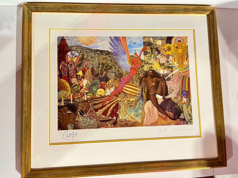 Carlos Santana Hand Signed Santana Abraxas Lithograph – Mati Klarwein Annunciation – Deluxe Framed
