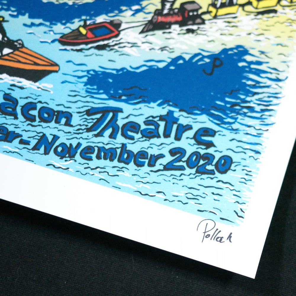 close up of jim pollock trey anastasio concert poster with artist signature 