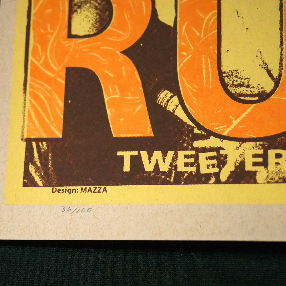 close up of john mazza rush concert poster with number 36 of 100