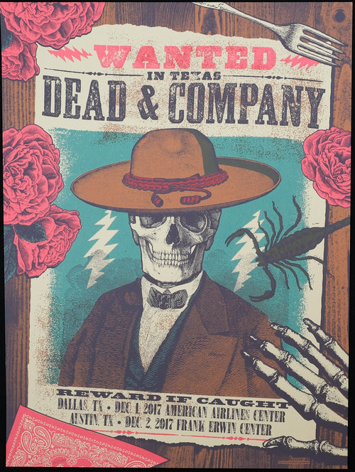 justin helton dead and company poster with skeleton 