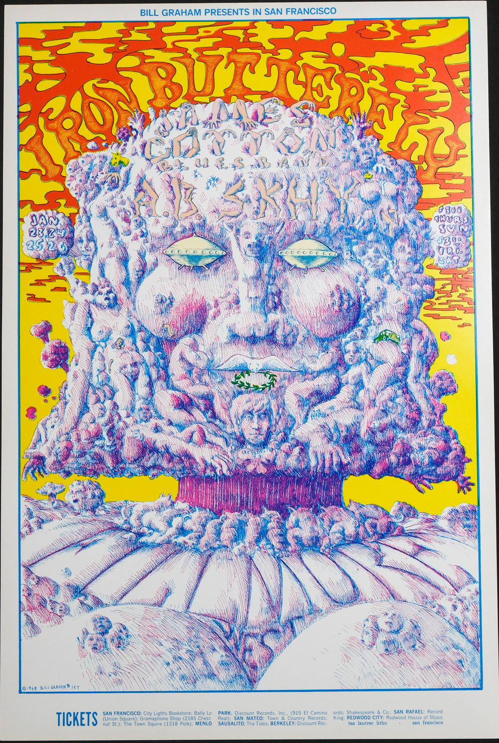 lee conklin iron butterfly concert poster with face