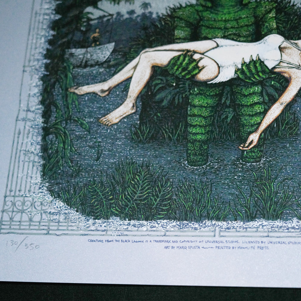 close up of Marq Spusta Creature of the Black Lagoon Universal Monsters Elite poster 