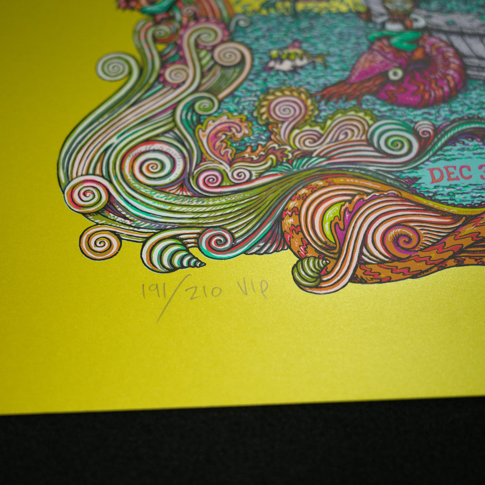 close up of Marq Spusta umphrey mcgee concert poster with number 191 of 210