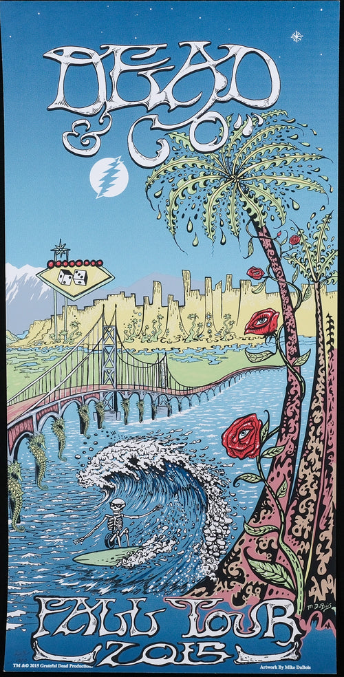 Mike dubois dead and company poster with bridge and palm tree