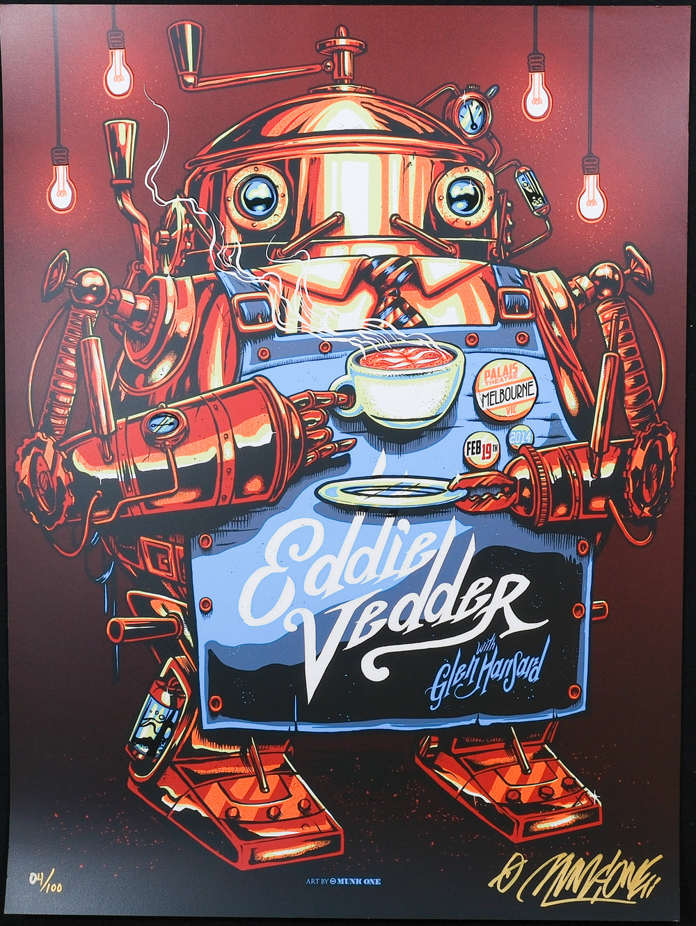 Munk One Eddie Vedder 2014 Melbourne Concert Poster with robot