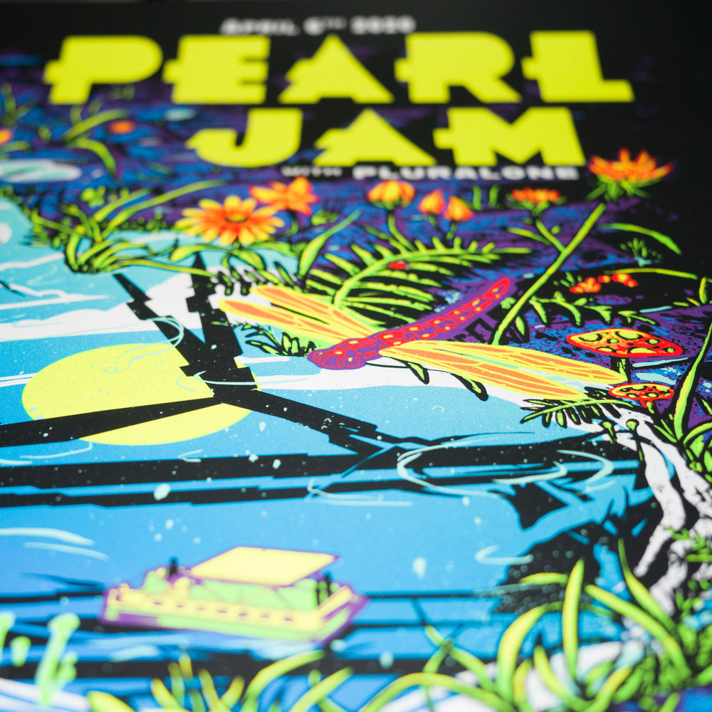 close up of front of MunkOne Pearl Jam 2020 Oklahoma City Concert Poster