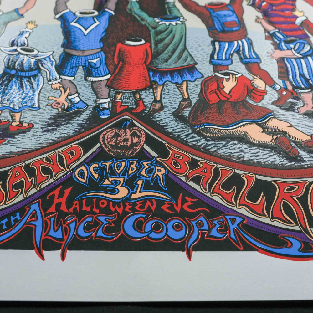 close up of emek rare dead concert poster with headless people