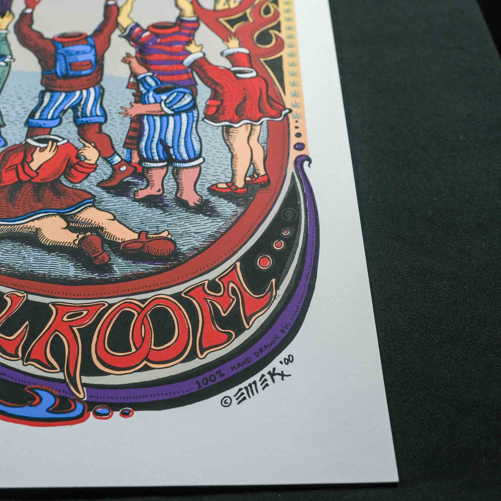 close up of bottom right corner of emek rare dead concert poster 