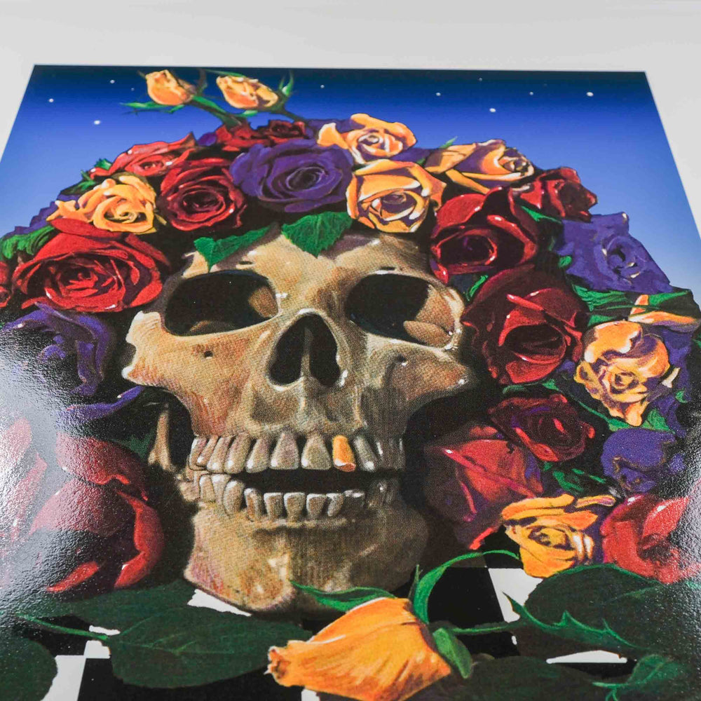 close up of skull and flowers on stanley mouse poster