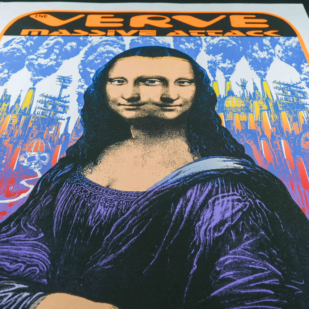 close up of mona lisa on emek rare dead concert poster