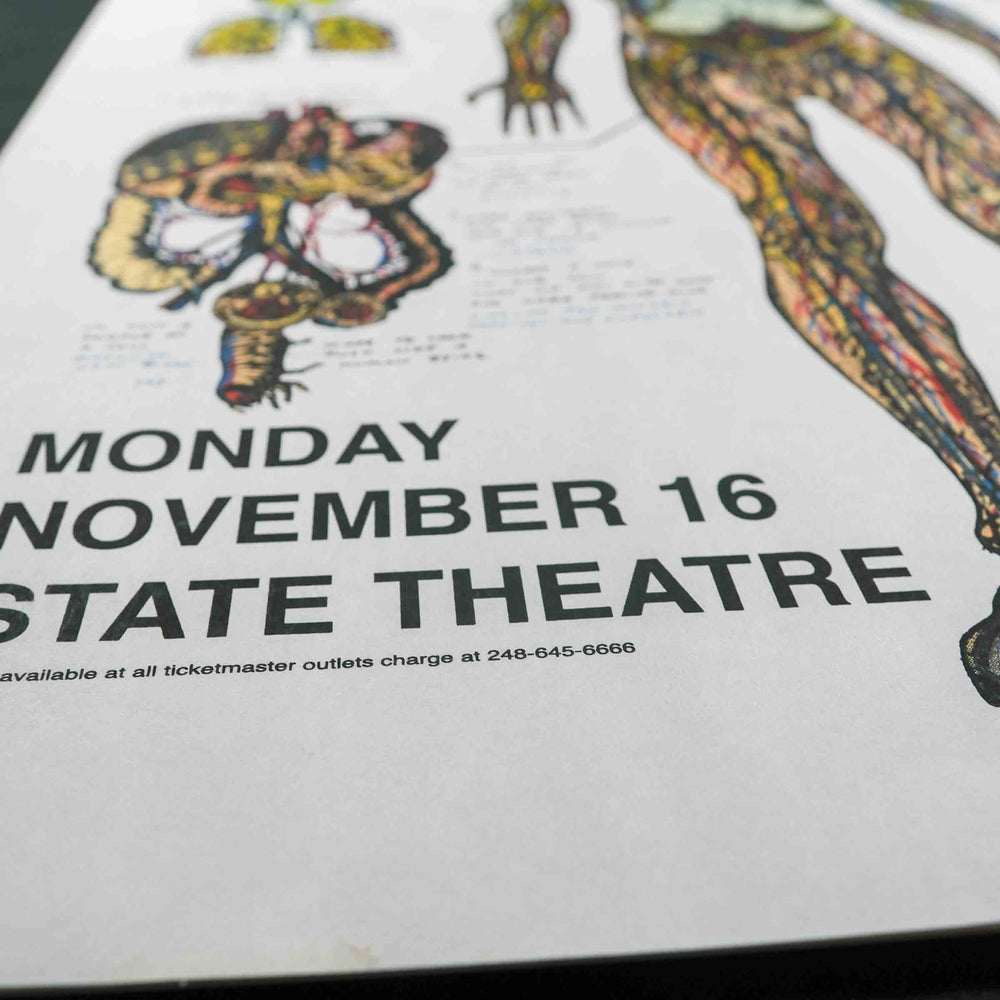 close up of emek rare dead concert poster with concert date