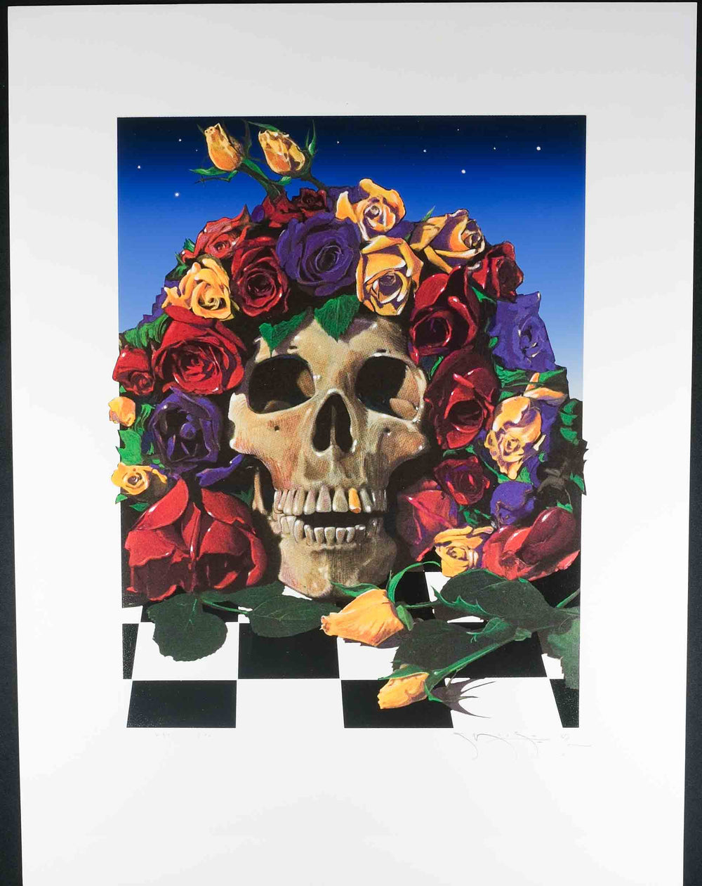 stanley mouse rare dead concert poster with skull and flowers 