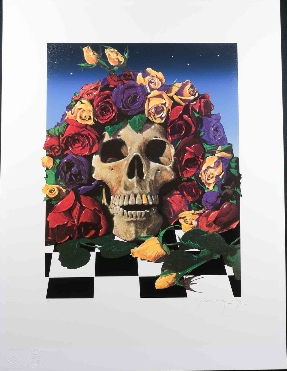 stanley mouse rare dead concert poster with skull and flowers