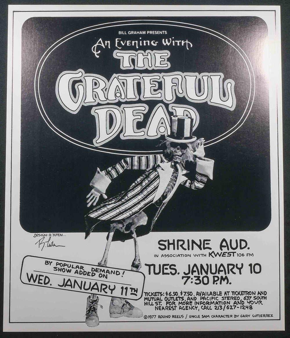 randy tuten rare dead concert poster with skeleton