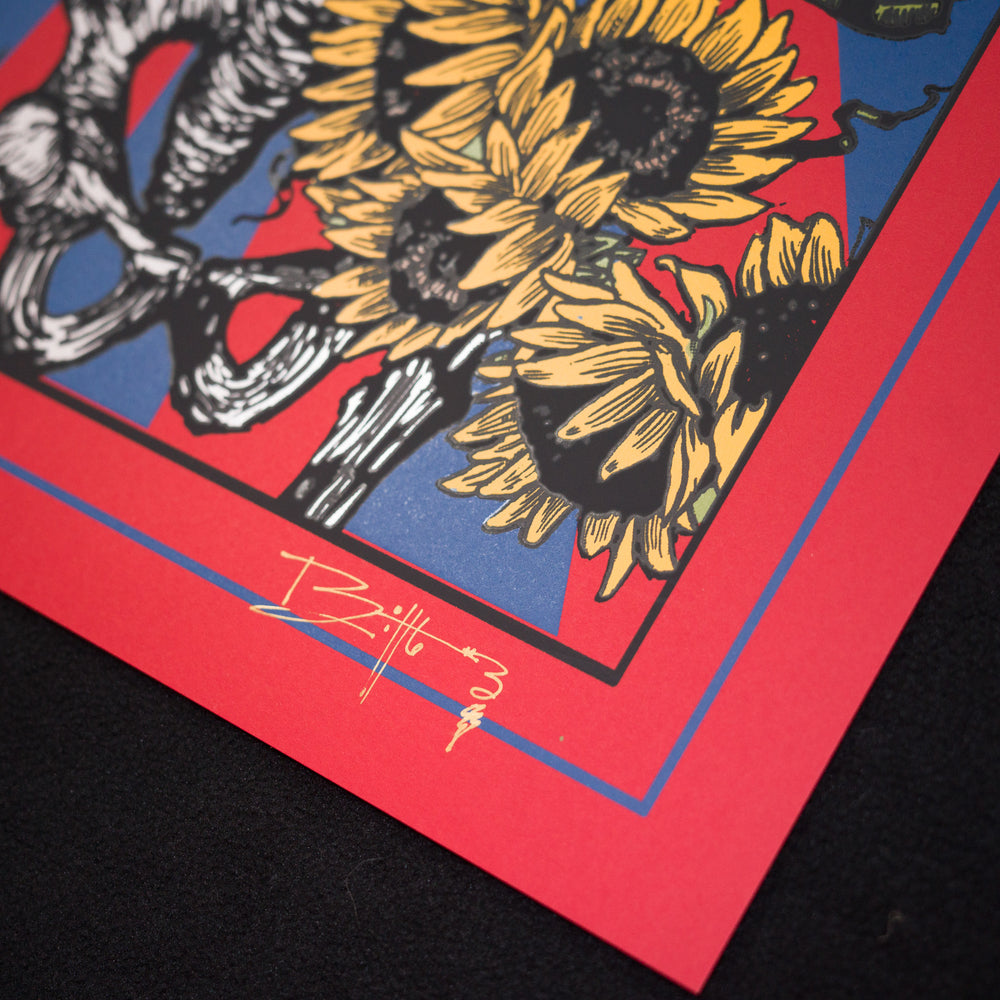 close up of RichardBiffleGratefulDeadFurthurPoster with artist signature