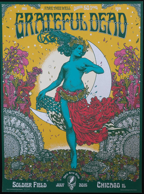 close up of RicheyBeckettGratefulDead2016ChicagoConcertPoster with blue woman