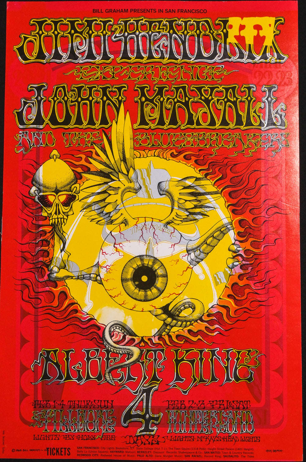 RickGriffinJimiHendrix1968SanFranciscoConcertPoster with yellow eyeball 