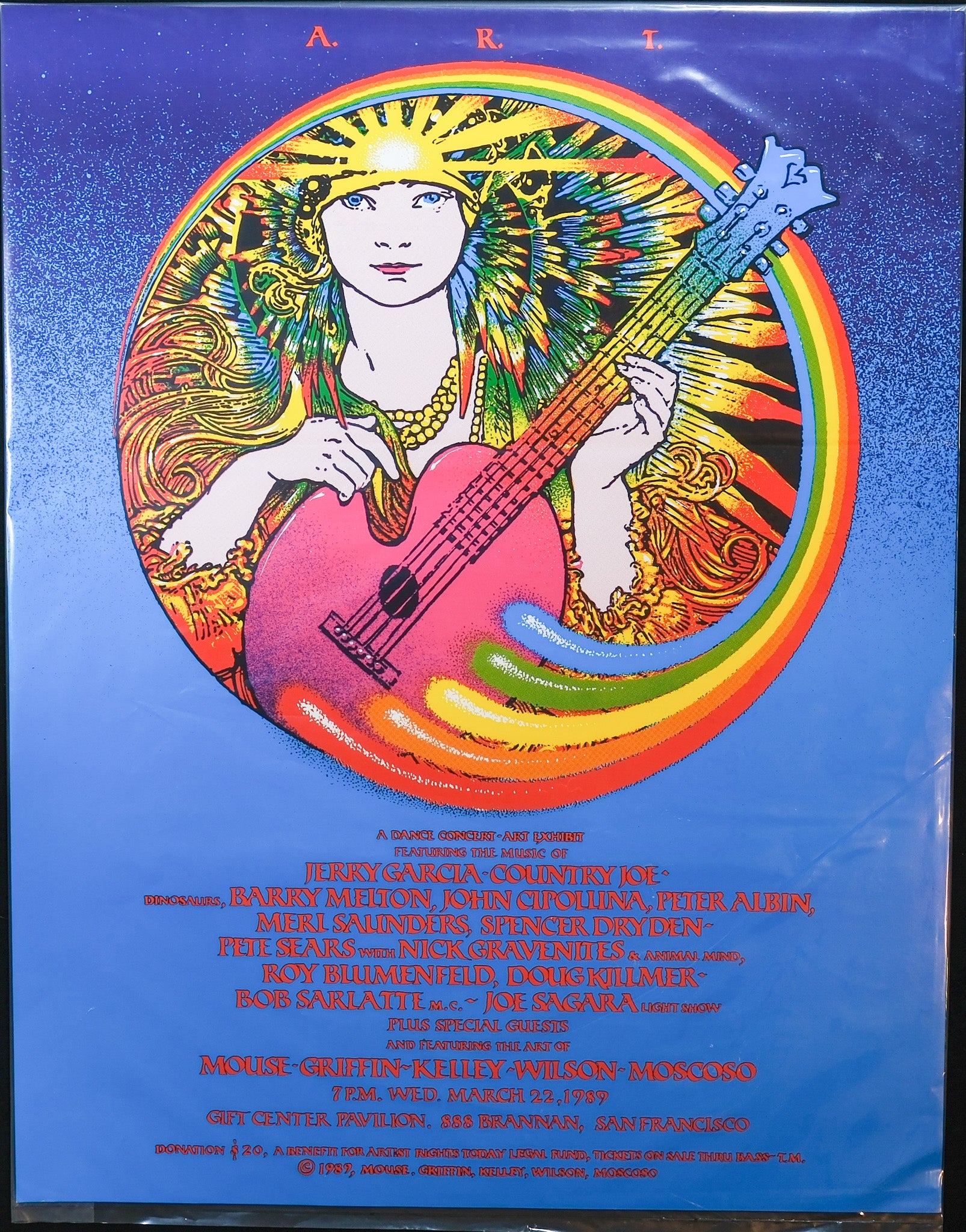 Stanley Mouse Artist Rights Today poster with woman and guitar