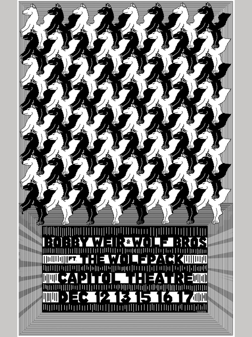 Vincent Puppio Bob Weir & the Wolf Bros The Capitol Theatre, Port Chester NY. 2025 Poster Print B&W