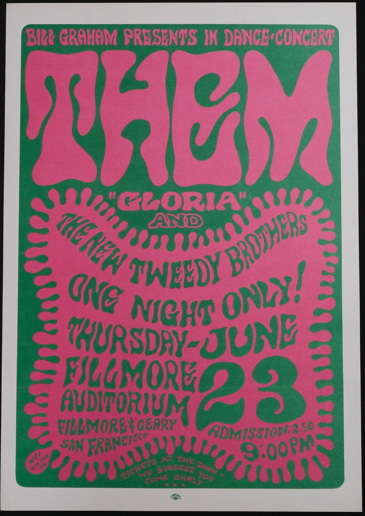 Wes Wilson Them 1966 BG-12 San Francisco Concert Poster – Rare Dead Posters