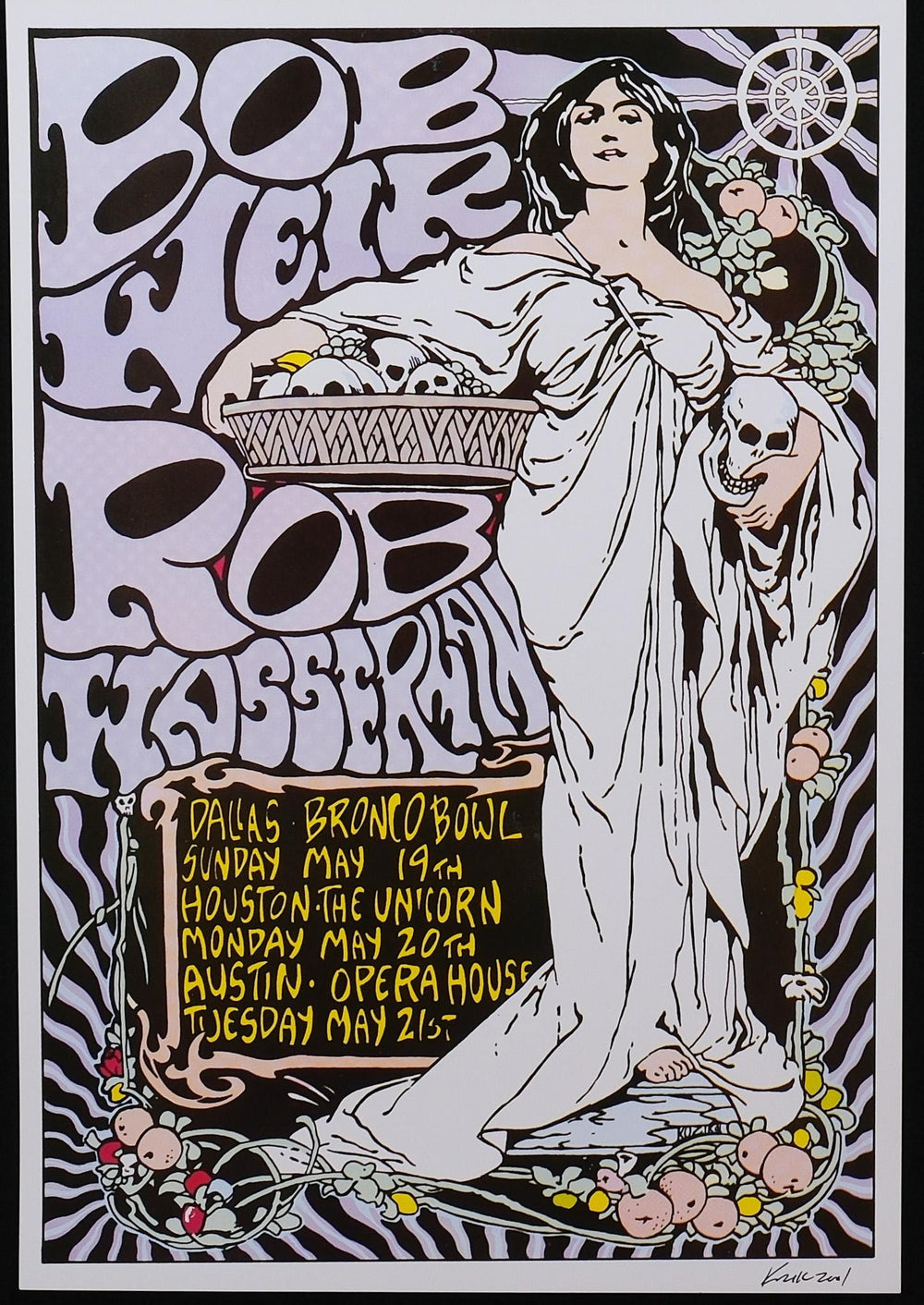 Frank Kozik Bob Weir 1990 Signed Texas Tour Concert Poster