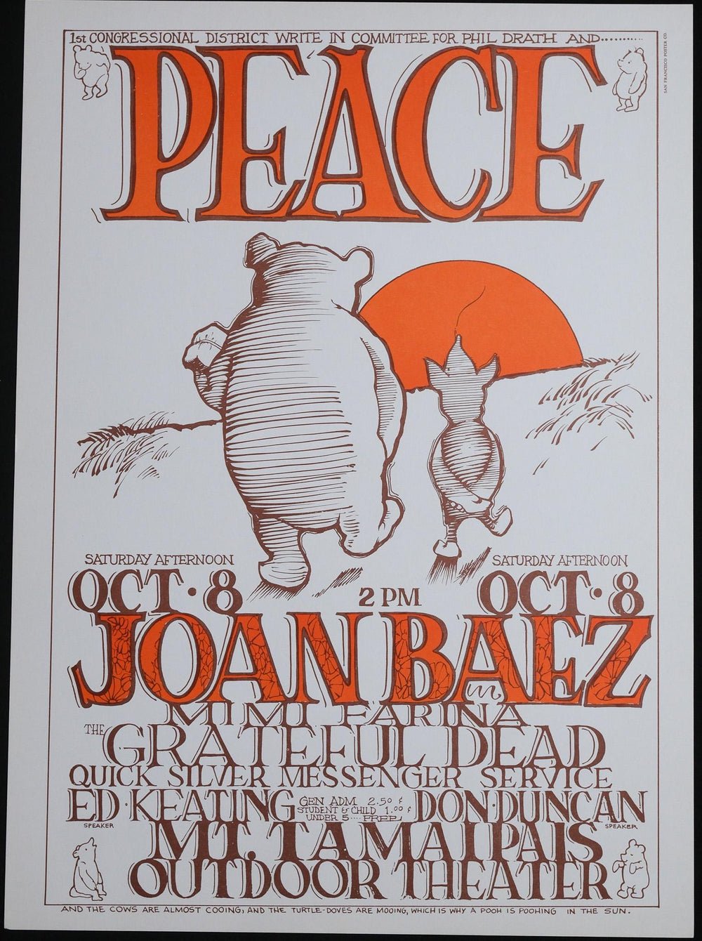 Joan Baez Peace Grateful Dead Concert Poster: Stanley Mouse, Alton Kelley, 1966