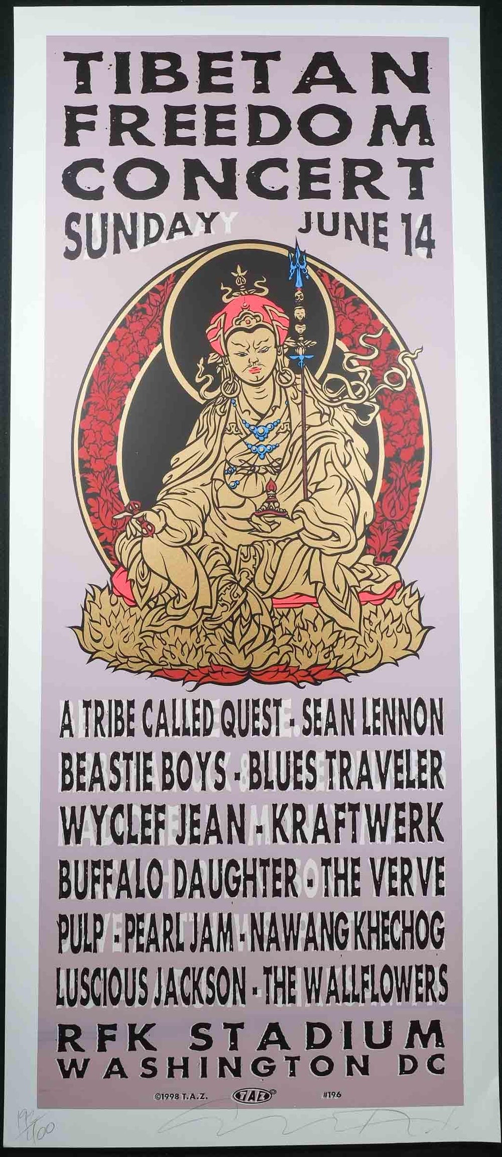 Taz Tibetan Freedom Concert Washington D.C. 1998 Concert Poster