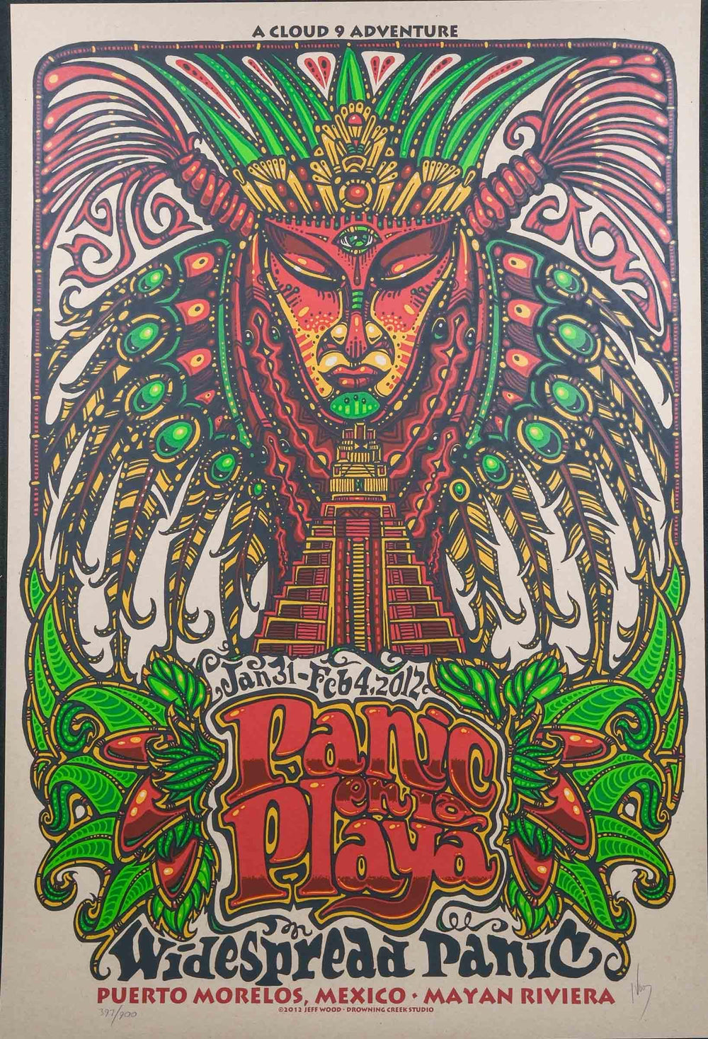 Jeff Wood Widespread Panic Panic en la Playa 2012 Concert Poster