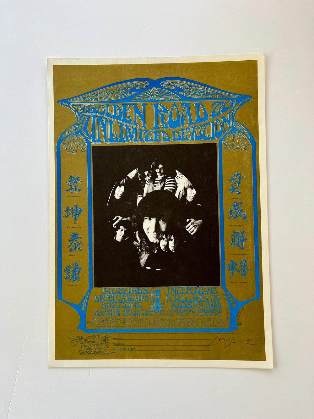 Stanley Mouse Alton Kelley Grateful Dead Fan Club 1967 Original Poster Signed by Stanley Mouse