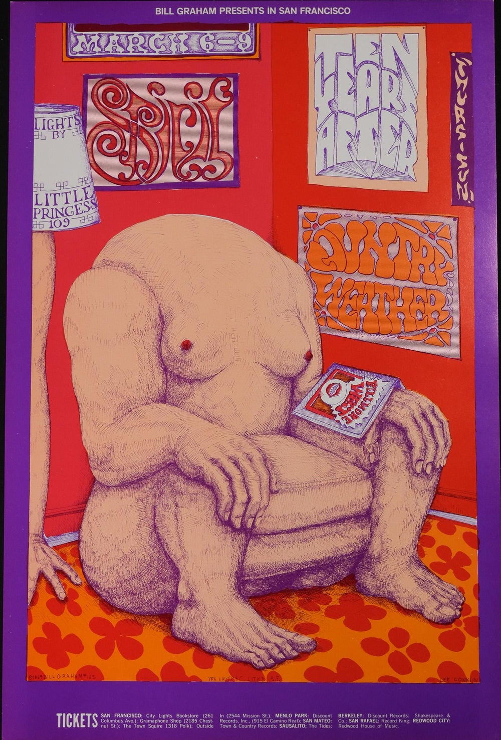 Lee Conklin Spirit 1969 BG-163 OP-1 Concert Poster