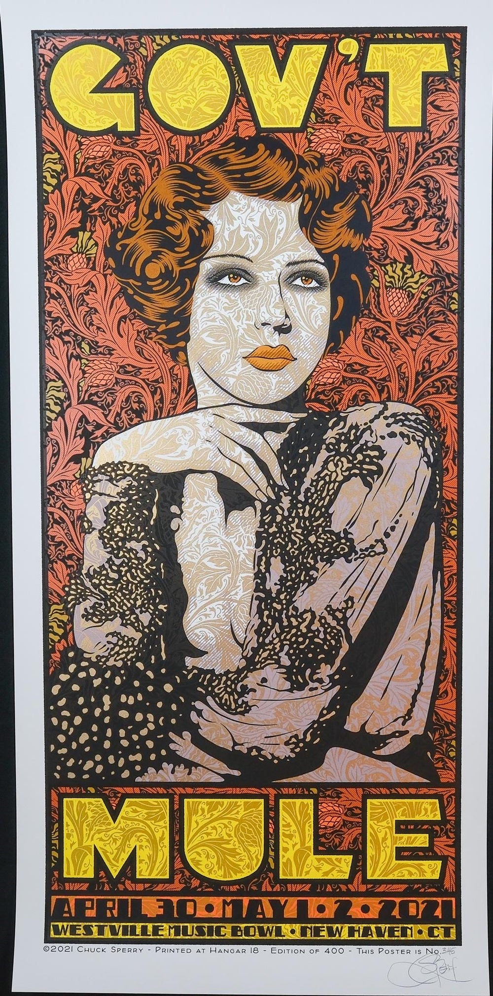Chuck Sperry Government Mule 2021 New Haven Concert Poster