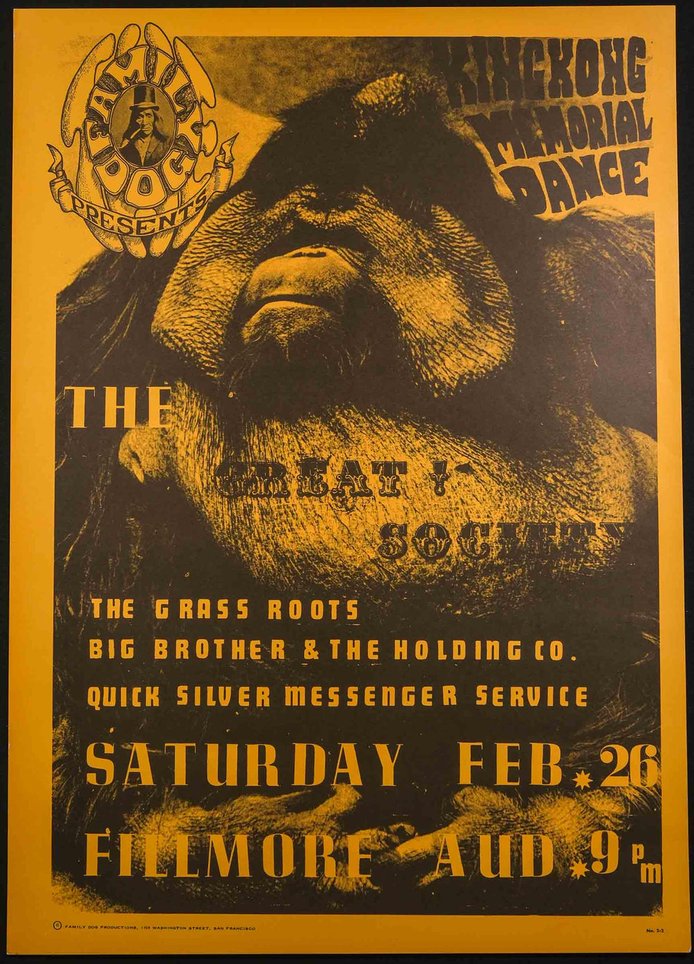 Wes Wilson King Kong Memorial Dance The Great Society 1966 San Francisco FD-2 Concert Poster