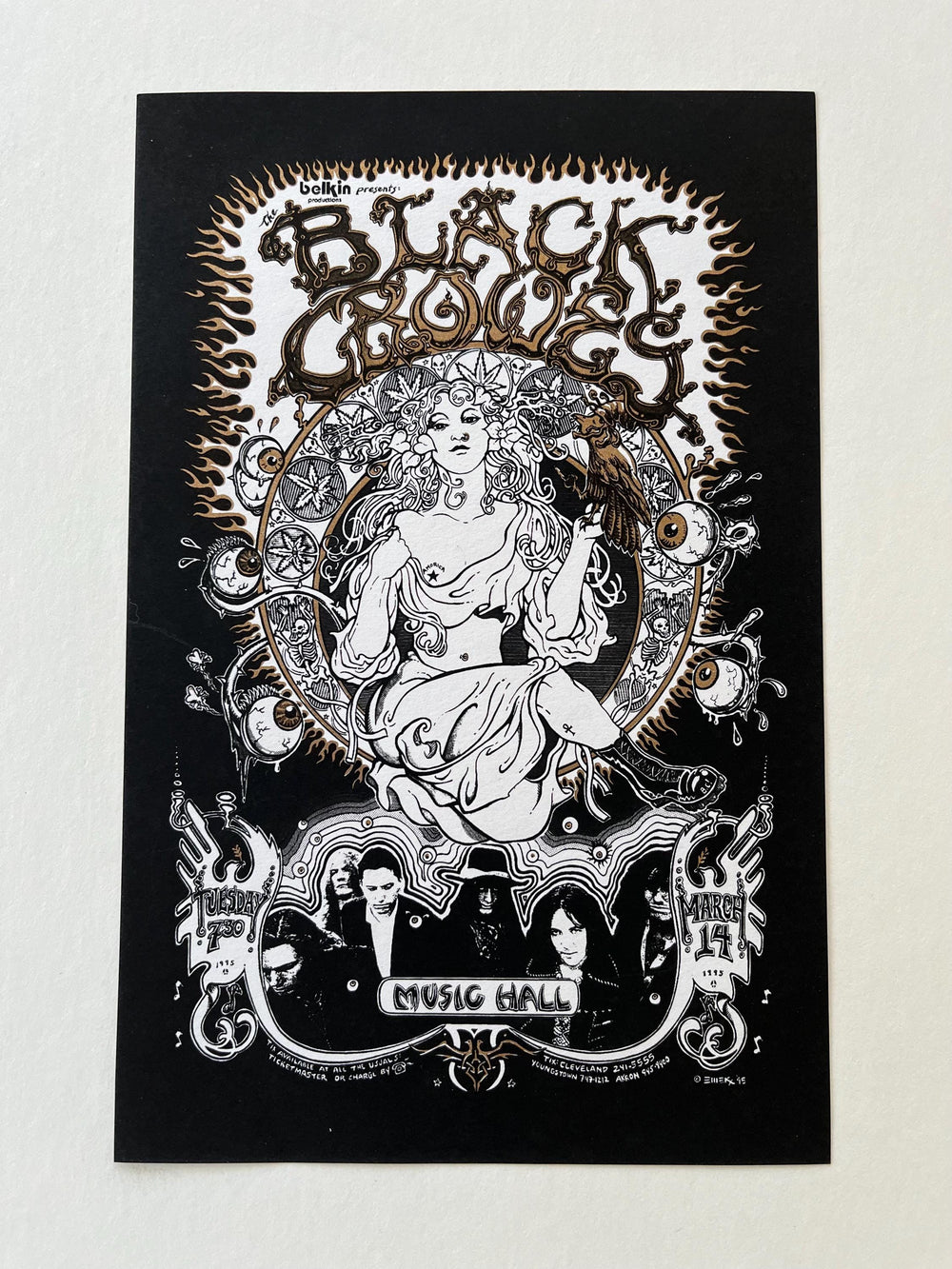 Emek Black Crowes Cleveland Music Hall 1995 Original Concert Poster