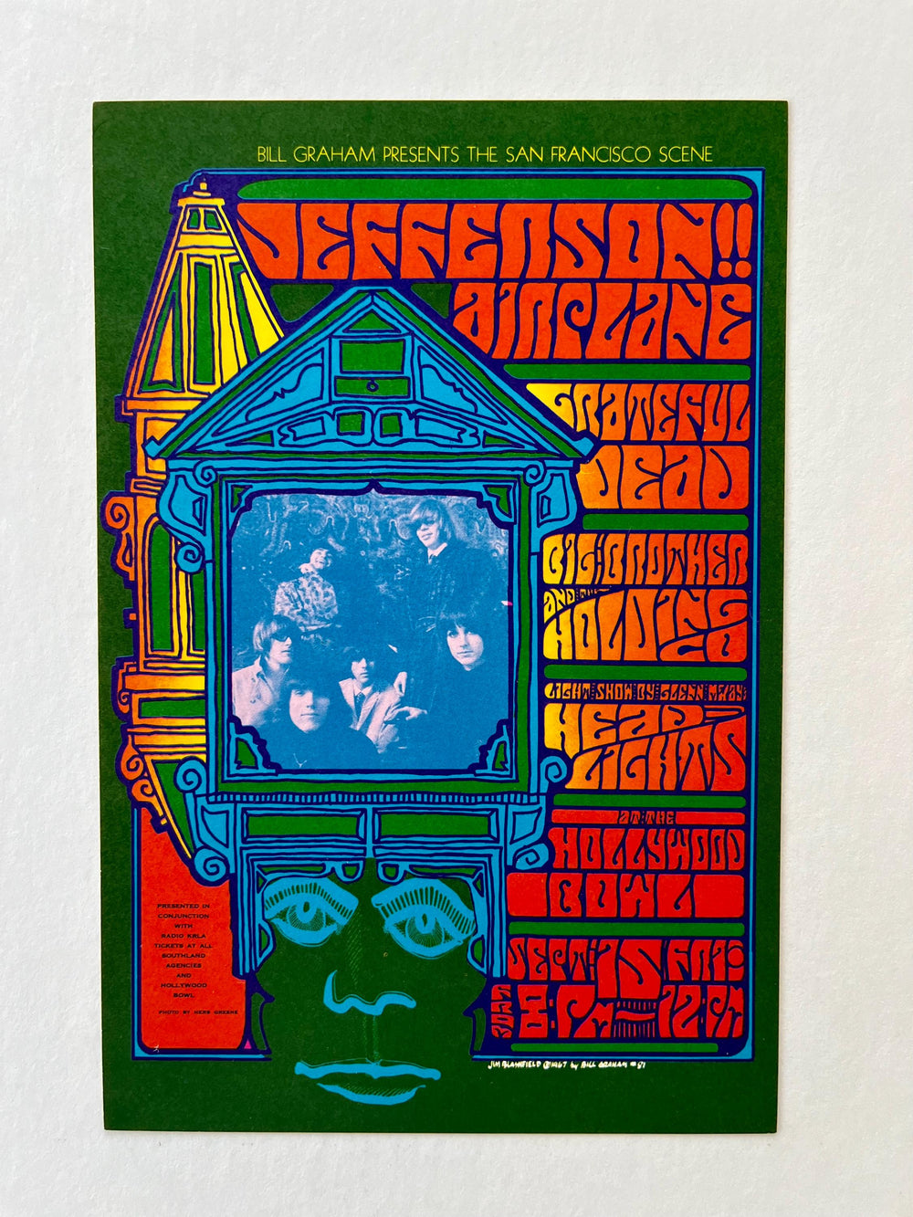 Herb Greene Jim Blashfield Jefferson Airplane Grateful Dead Hollywood Bowl 1967 Original Postcard