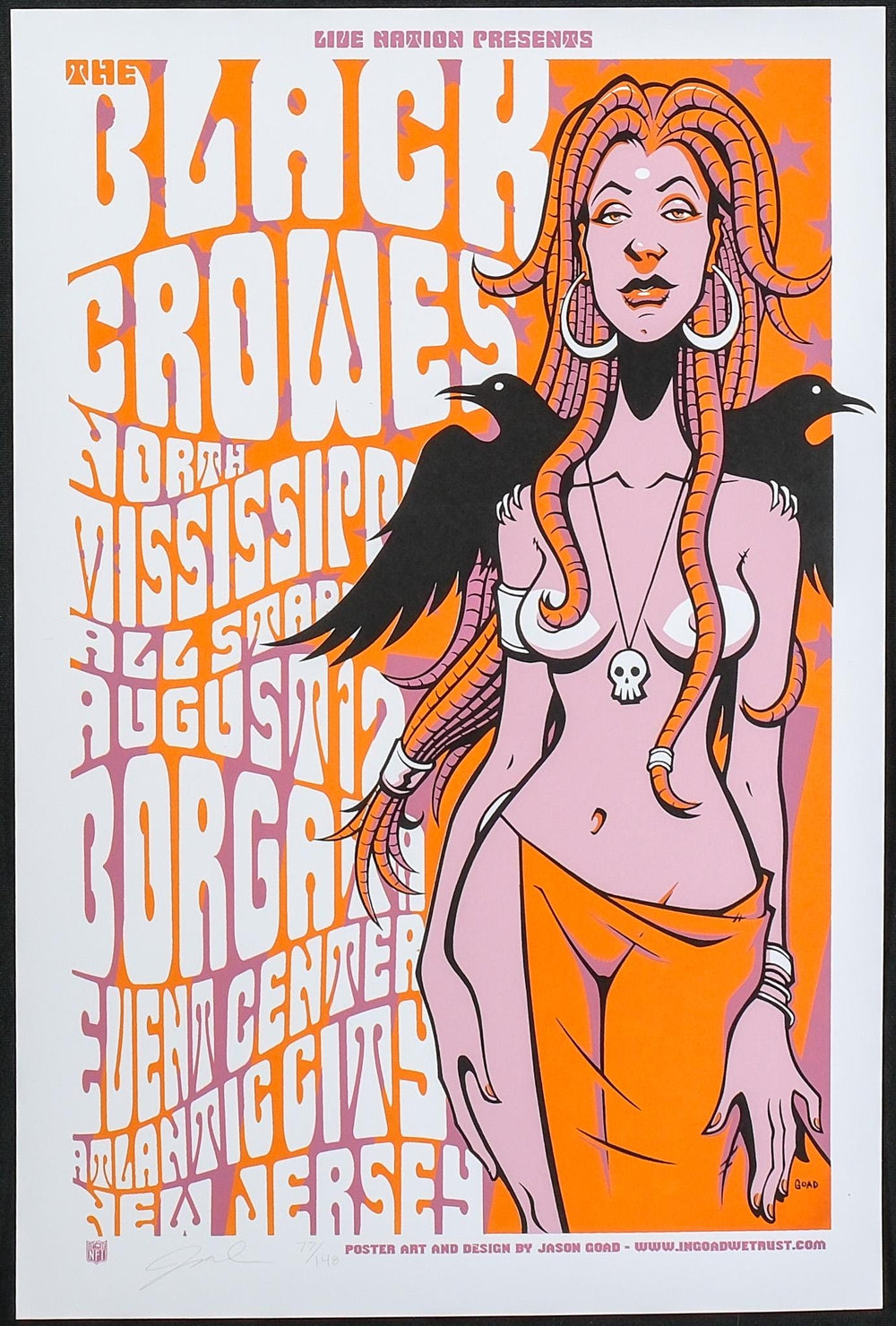 Jason Goad The Black Crowes 2023 Atlantic City Concert Poster