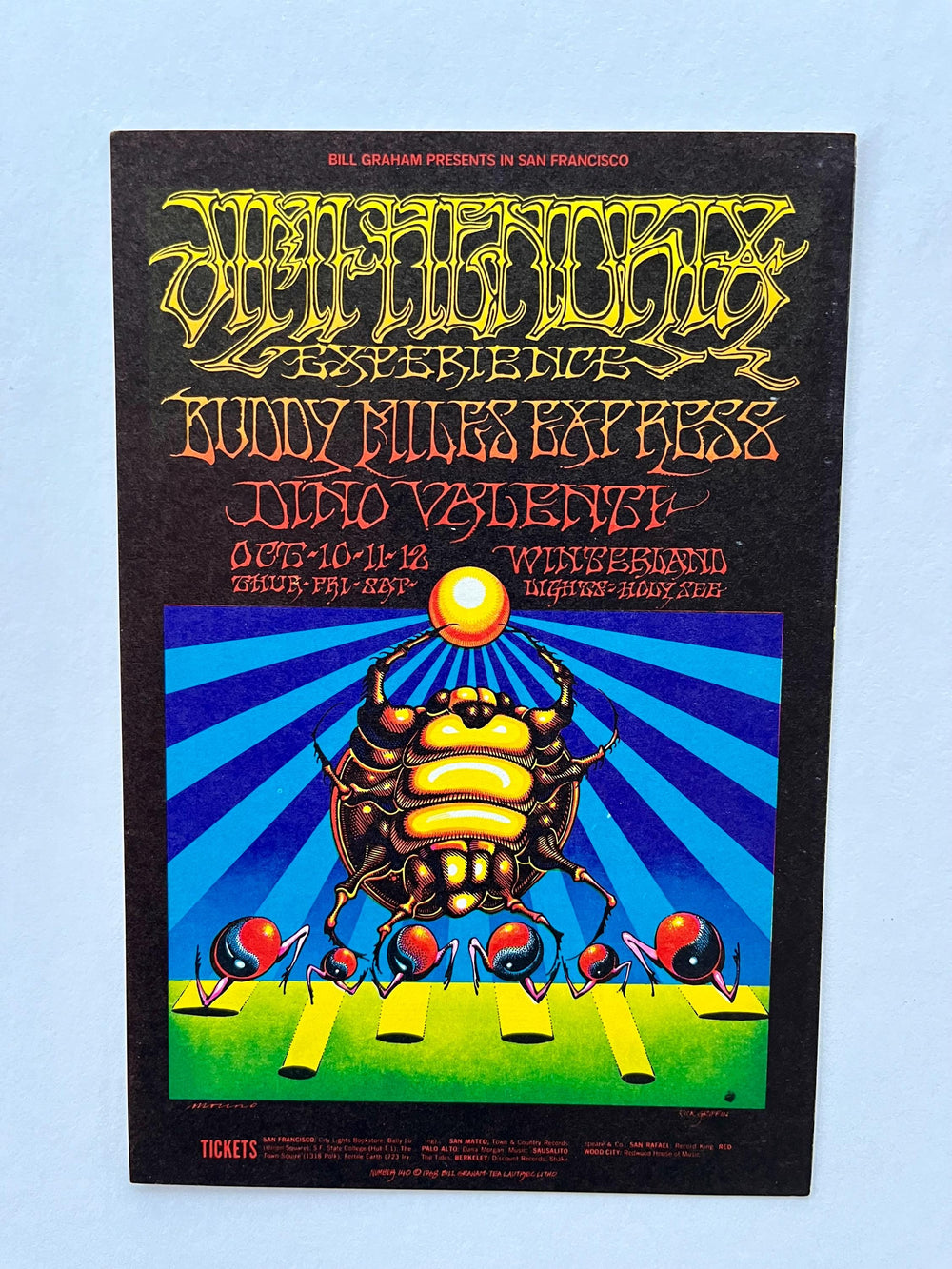 Rick Griffin Victor Moscoso Jimi Hendrix Experience Winterland Ballroom 1968 BG-140 Postcard Type B