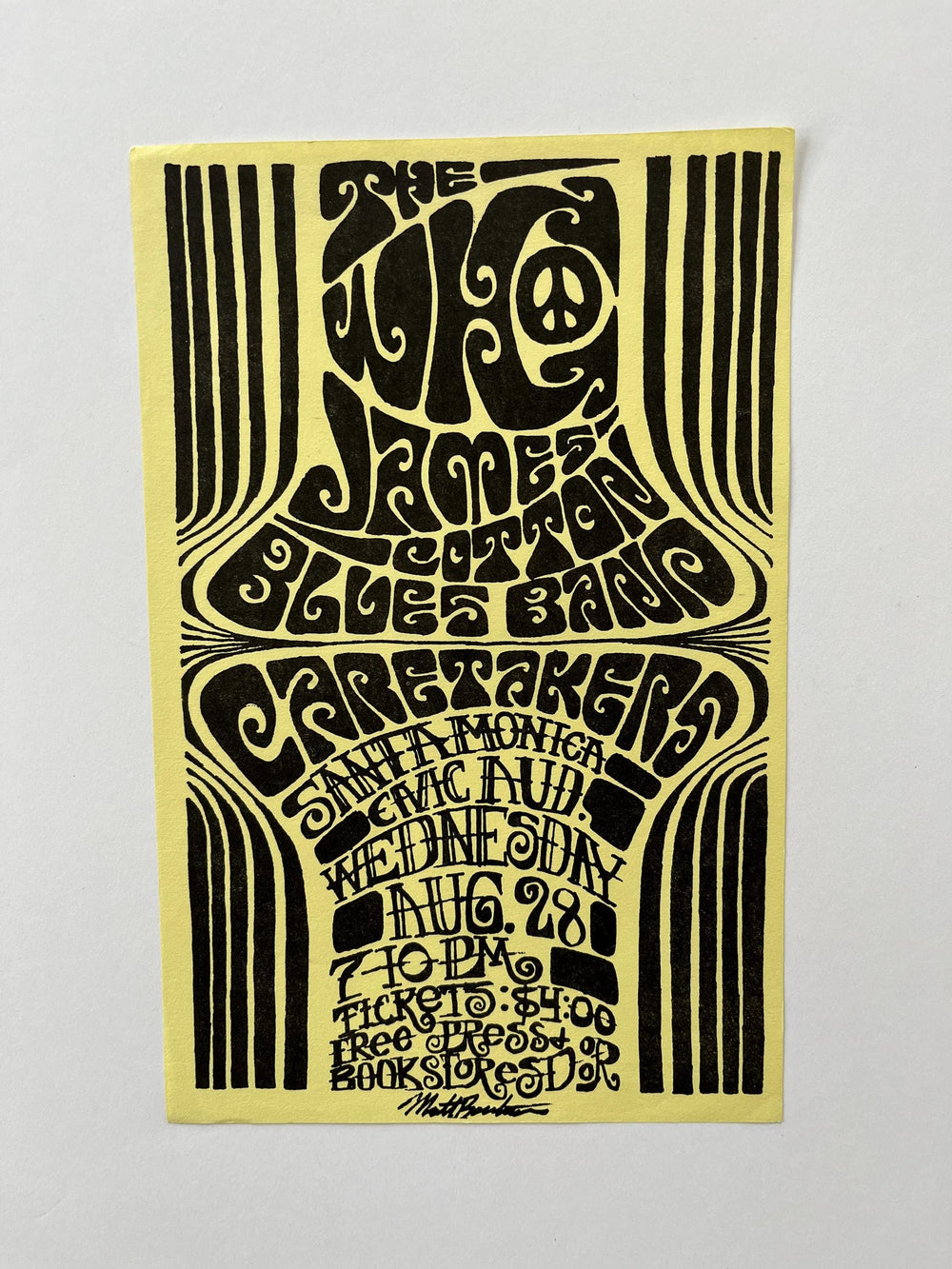 Matt Bauter The Who James Cotton Band 1974 Santa Monica Civic Center Original Handbill