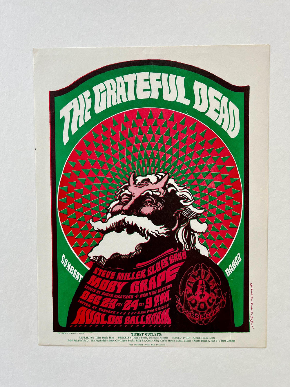 Victor Moscoso Grateful Dead Avalon Ballroom 1966 FD-40 Type-A Original Handbill