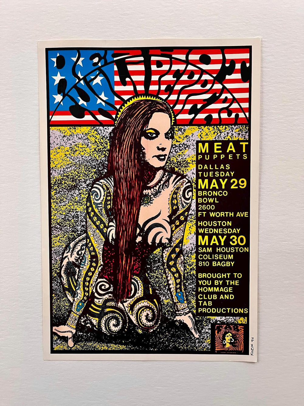 Red Hot Chili Peppers Texas 1990 Frank Kozik Signed