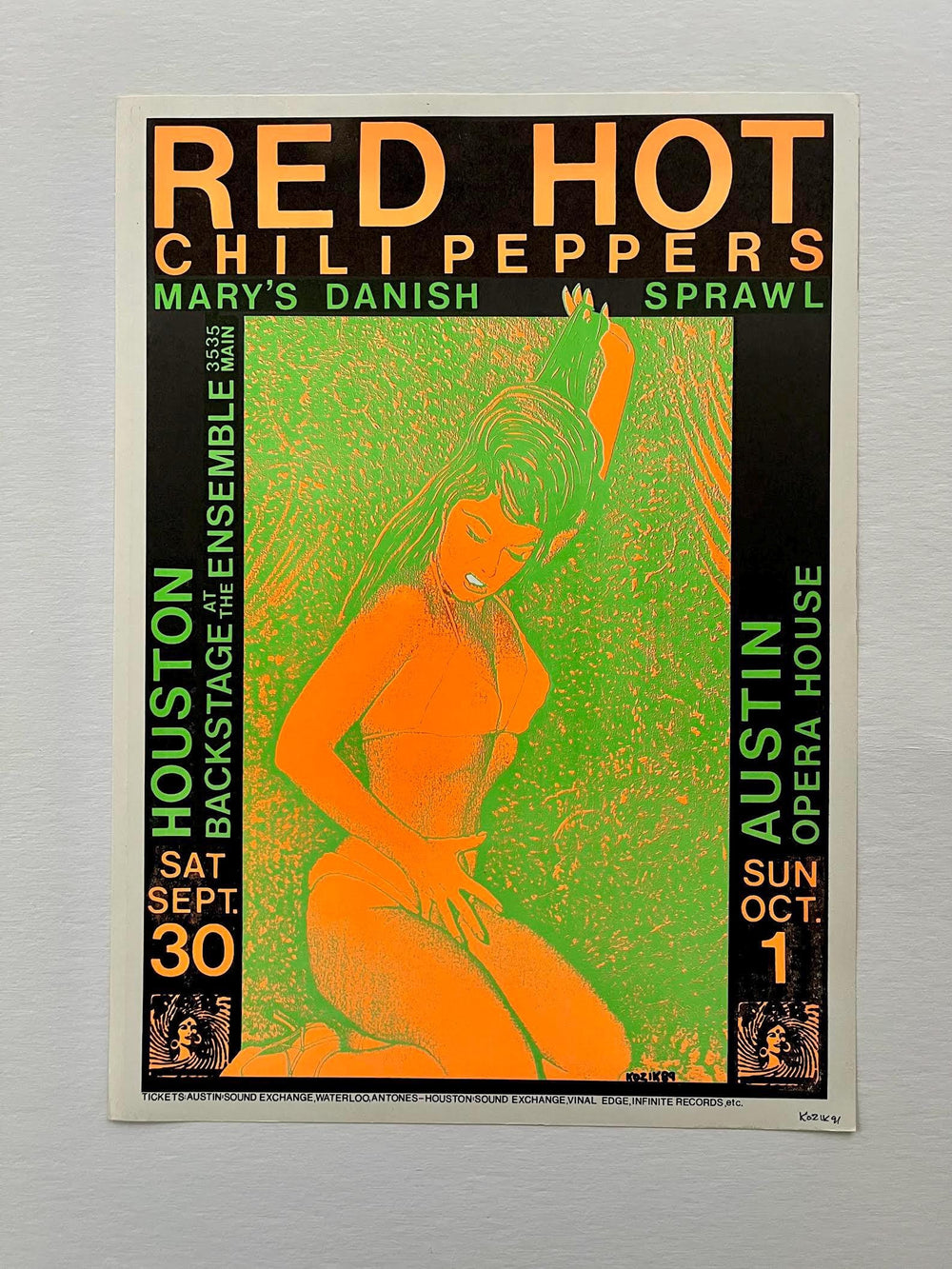 Red Hot Chili Peppers Austin Opera House 1989 Frank Kozik Signed