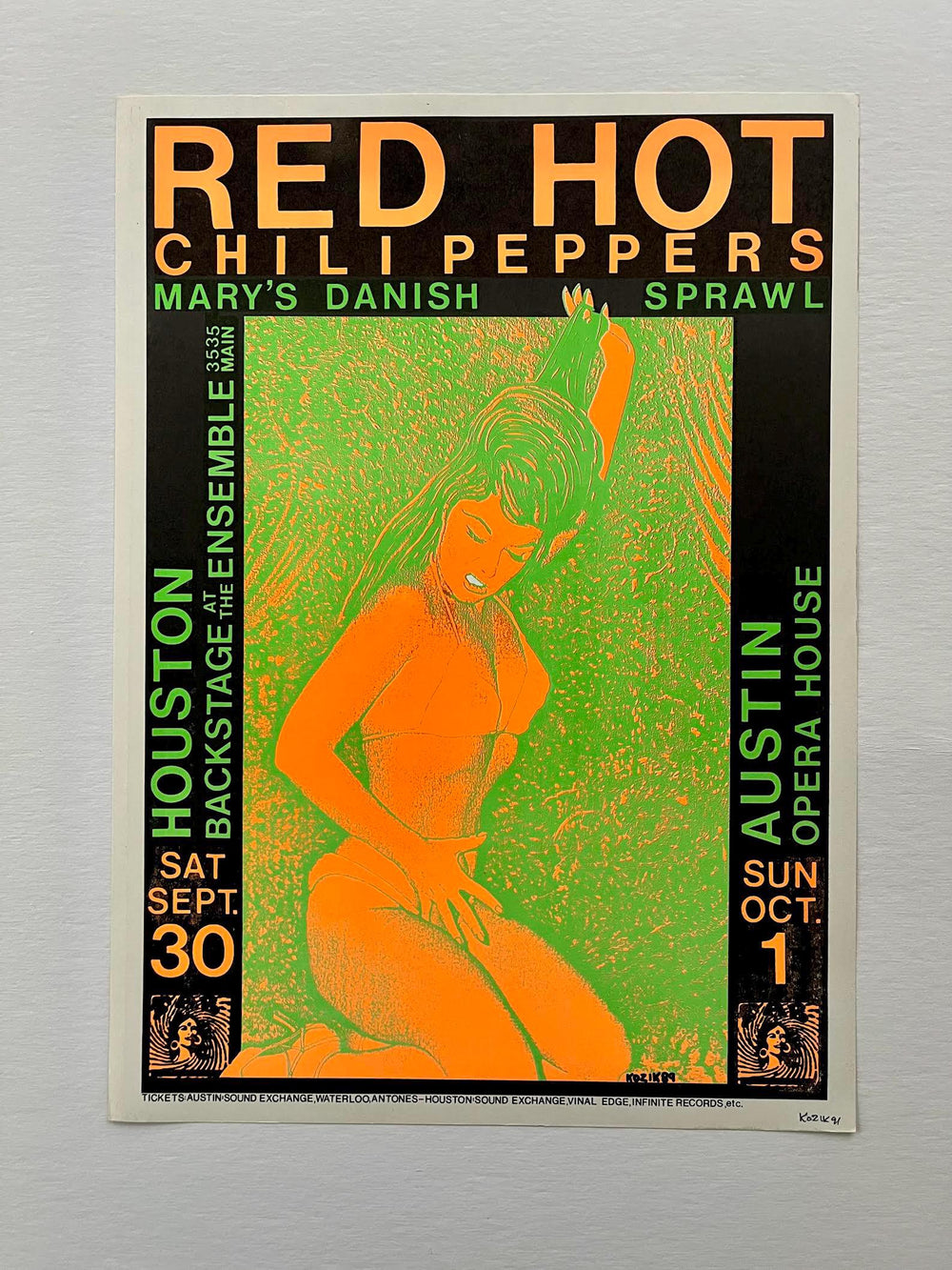 Frank Kozik Red Hot Chili Peppers Austin Opera House 1989 Signed