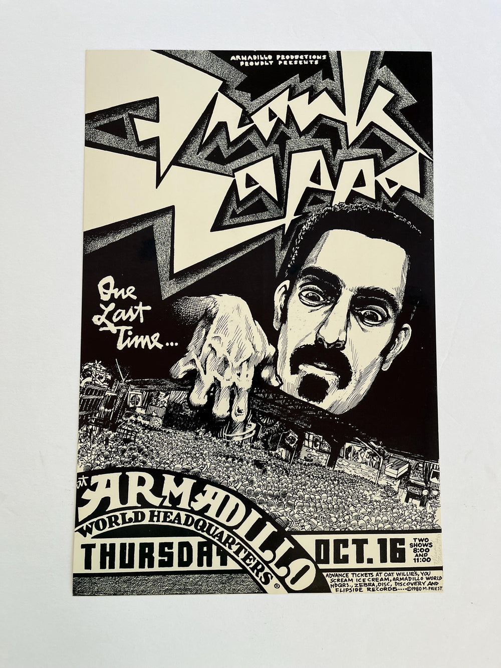 Frank Zappa 1980 Micael Priest Armadillo World Headquarters Austin TX Original Concert Poster