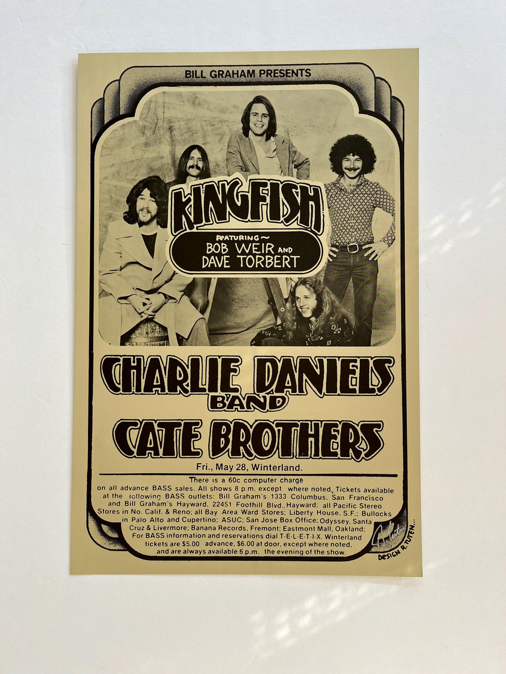 Kingfish Bob Weir 1976 Winterland Arena Signed by Randy Tuten