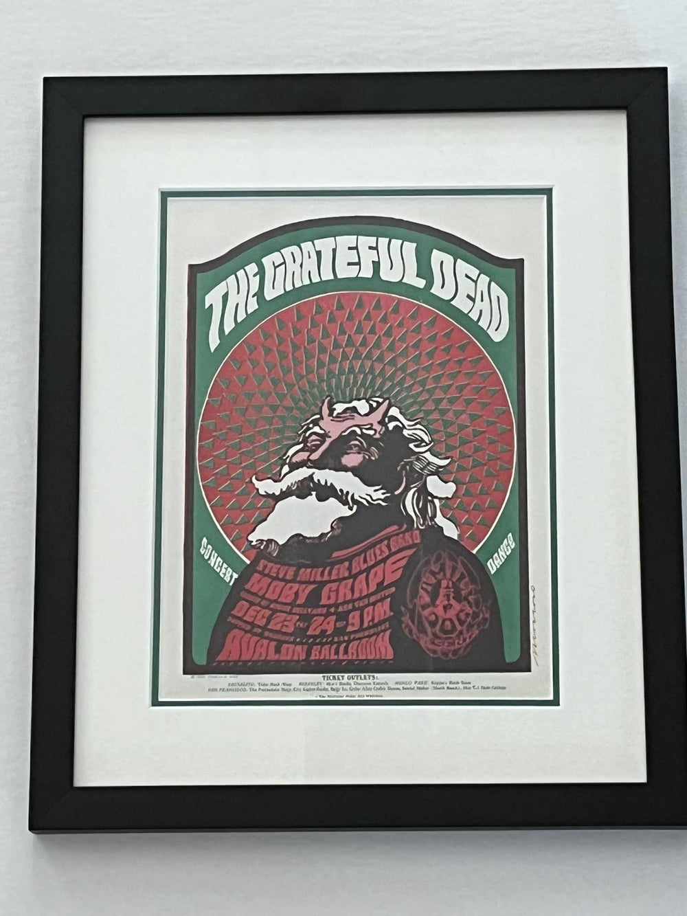 Framed Victor Moscoso Grateful Dead Avalon Ballroom 1966 FD-40-OHB-A Original Handbill