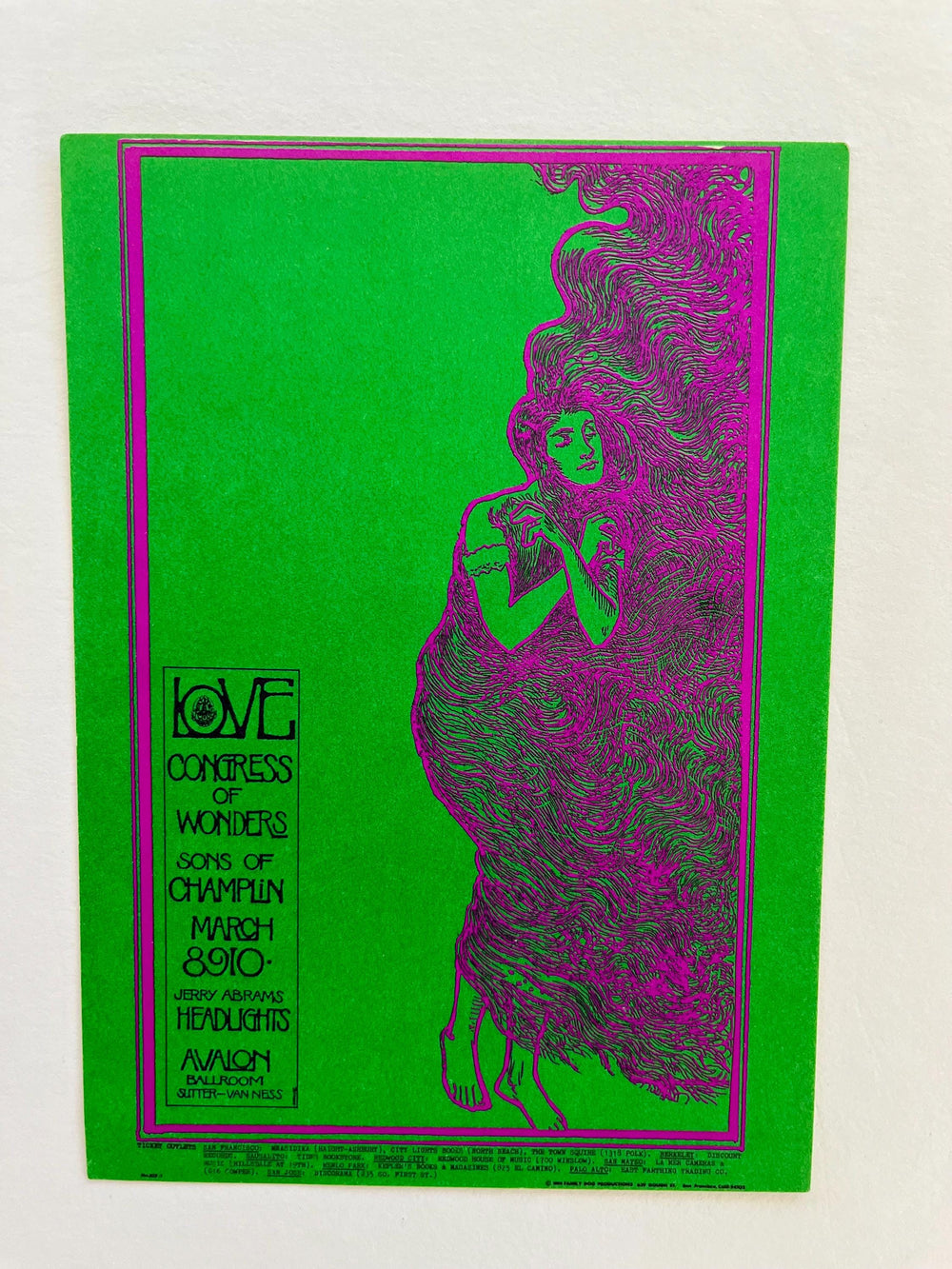 Love Avalon Ballroom 1968 Stanley Mouse Alton Kelley FD-109 Original Postcard