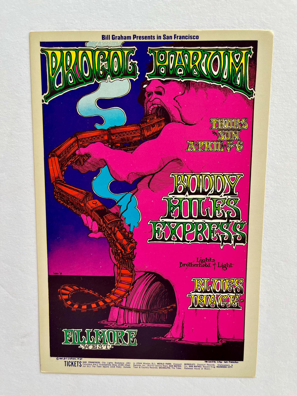 Procol Harum Fillmore West 1969 Greg Irons BG-167 Original Postcard